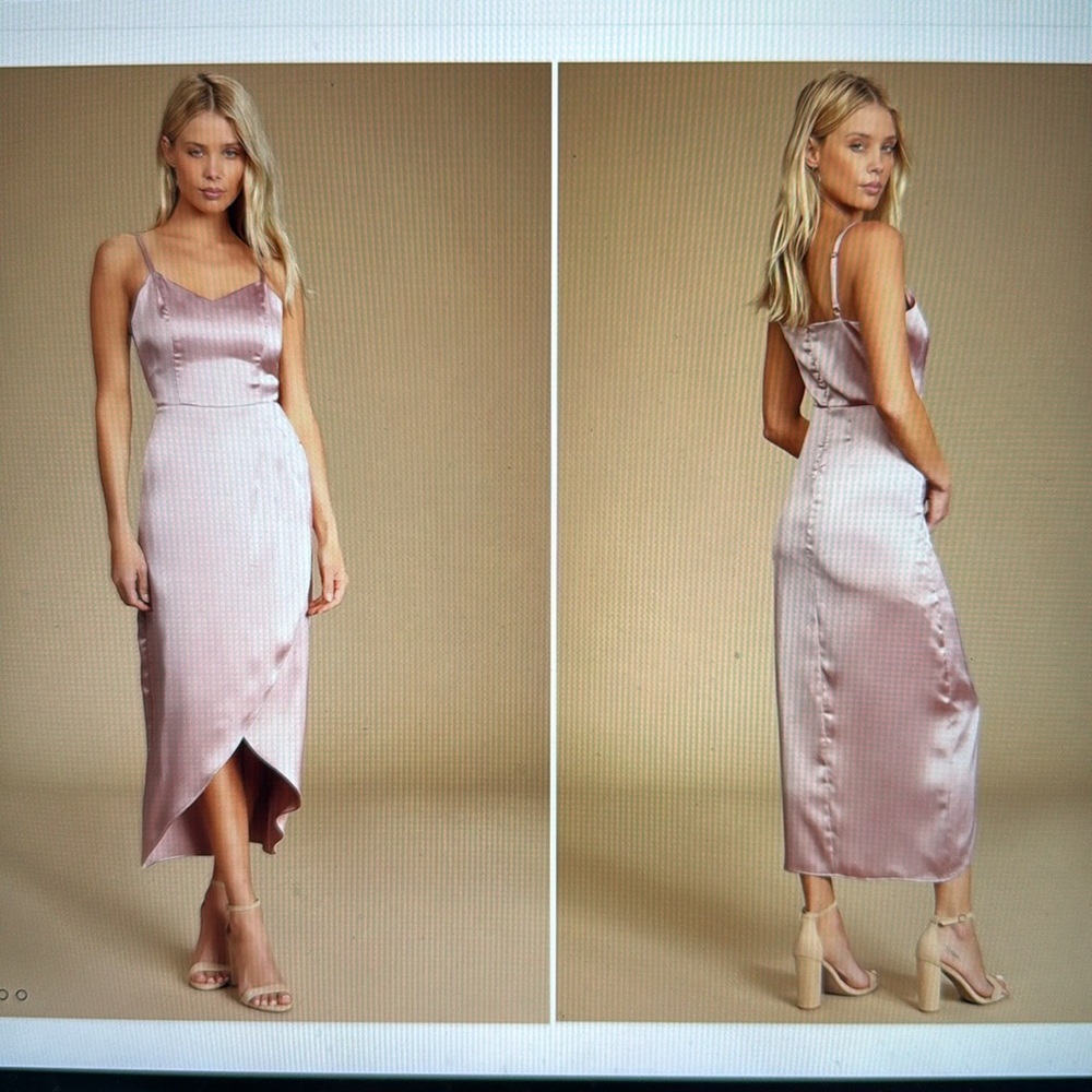 NWT I’m impressed Mauve Satin Sleeveless Midi Dress